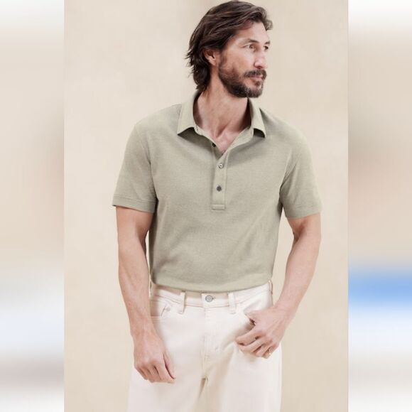 Vintage Y2K Banana Republic XXL Textured Polo Shirt - Picture 1 of 7